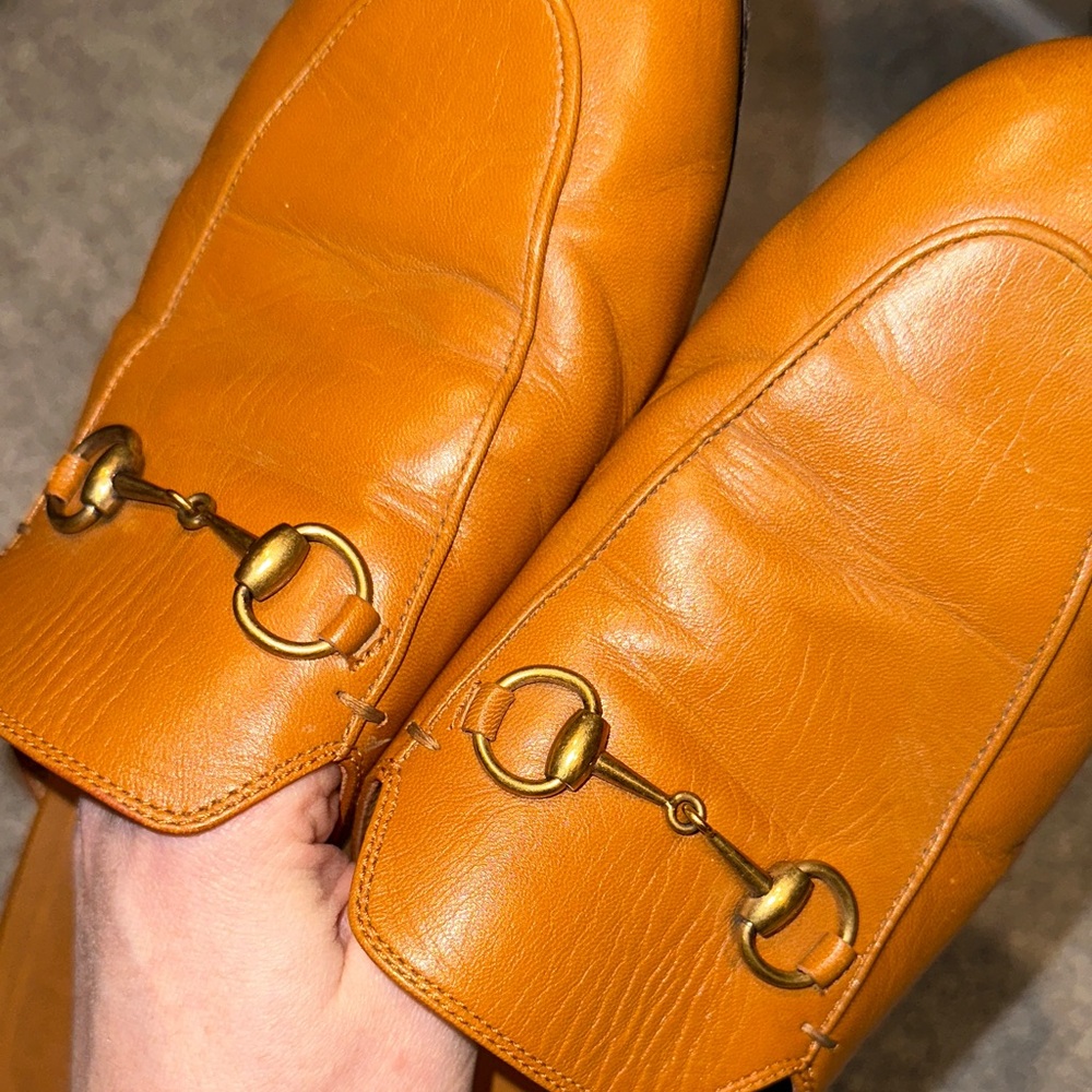 Gucci Princetown Cognac Leather Loafer Mules - Picture 8 of 9
